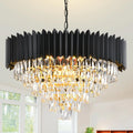 Lustre rond en cristal K9 noir 6 niveaux - Orlume