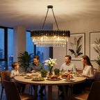 Lustre en cristal K9 noir et or 3 niveaux - Orlume