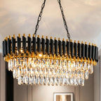 Lustre en cristal K9 noir et or 3 niveaux - Orlume