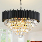 Lustre rond en cristal K9 noir 6 niveaux - Orlume