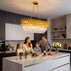 Lustre rectangulaire en cristal K9 doré - Orlume