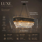 Lustre en cristal K9 noir et or 3 niveaux - Orlume