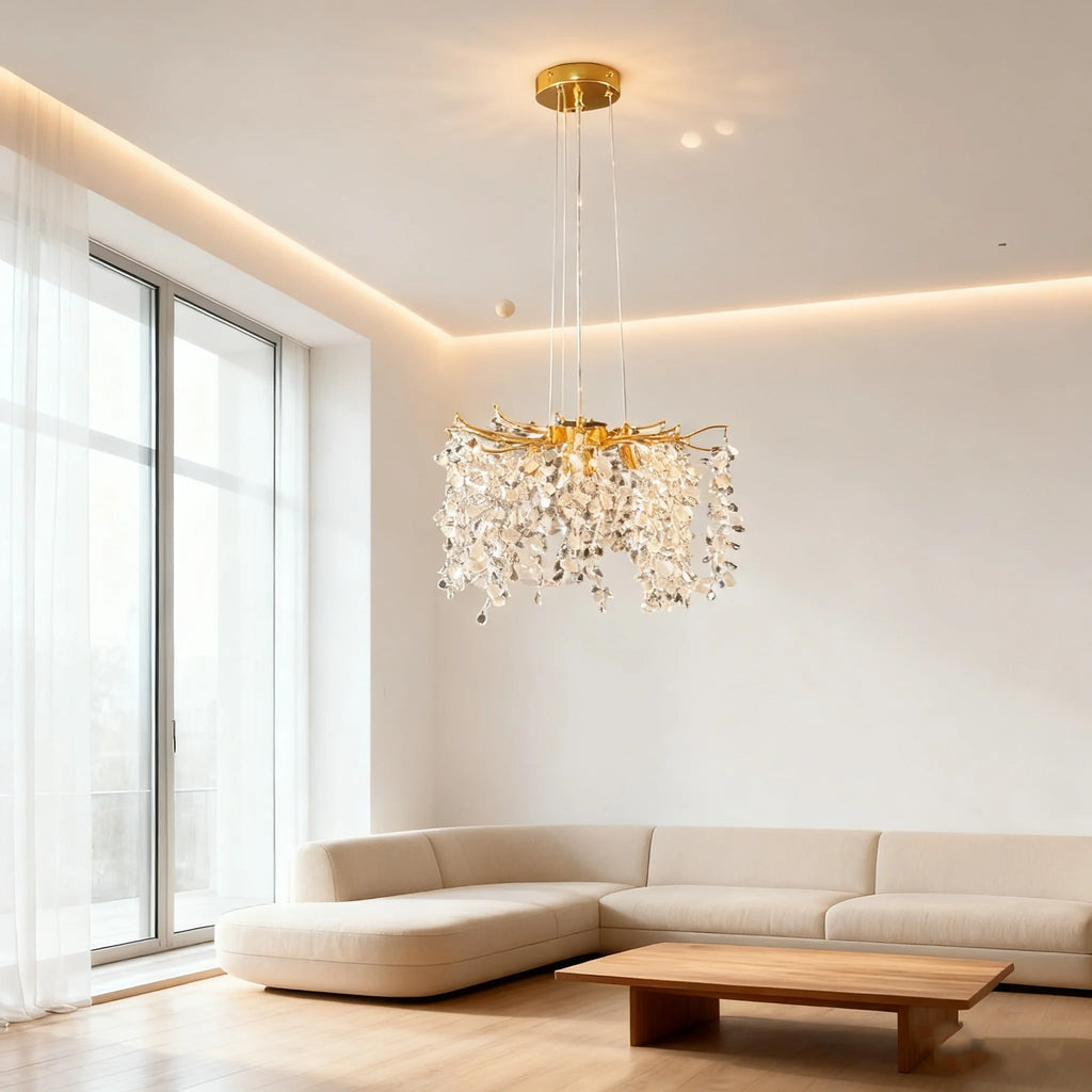 Suspension à étages en cristal K9 doré 40 cm - Orlume