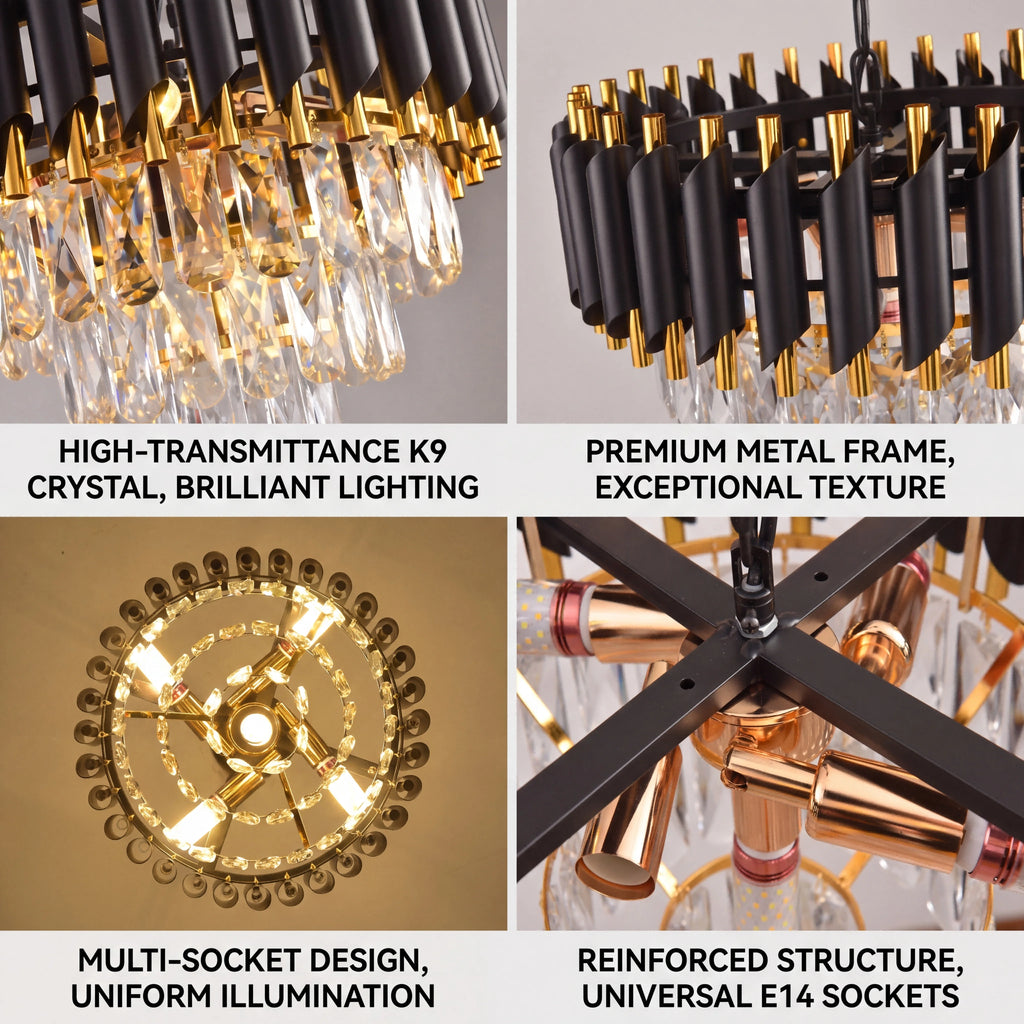 Suspension en cristal K9 noir et or - Orlume