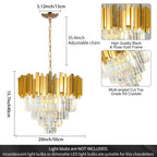 Lustre rond en cristal K9 doré 4 niveaux - Orlume