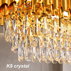 Lustre rectangulaire en cristal K9 doré - Orlume