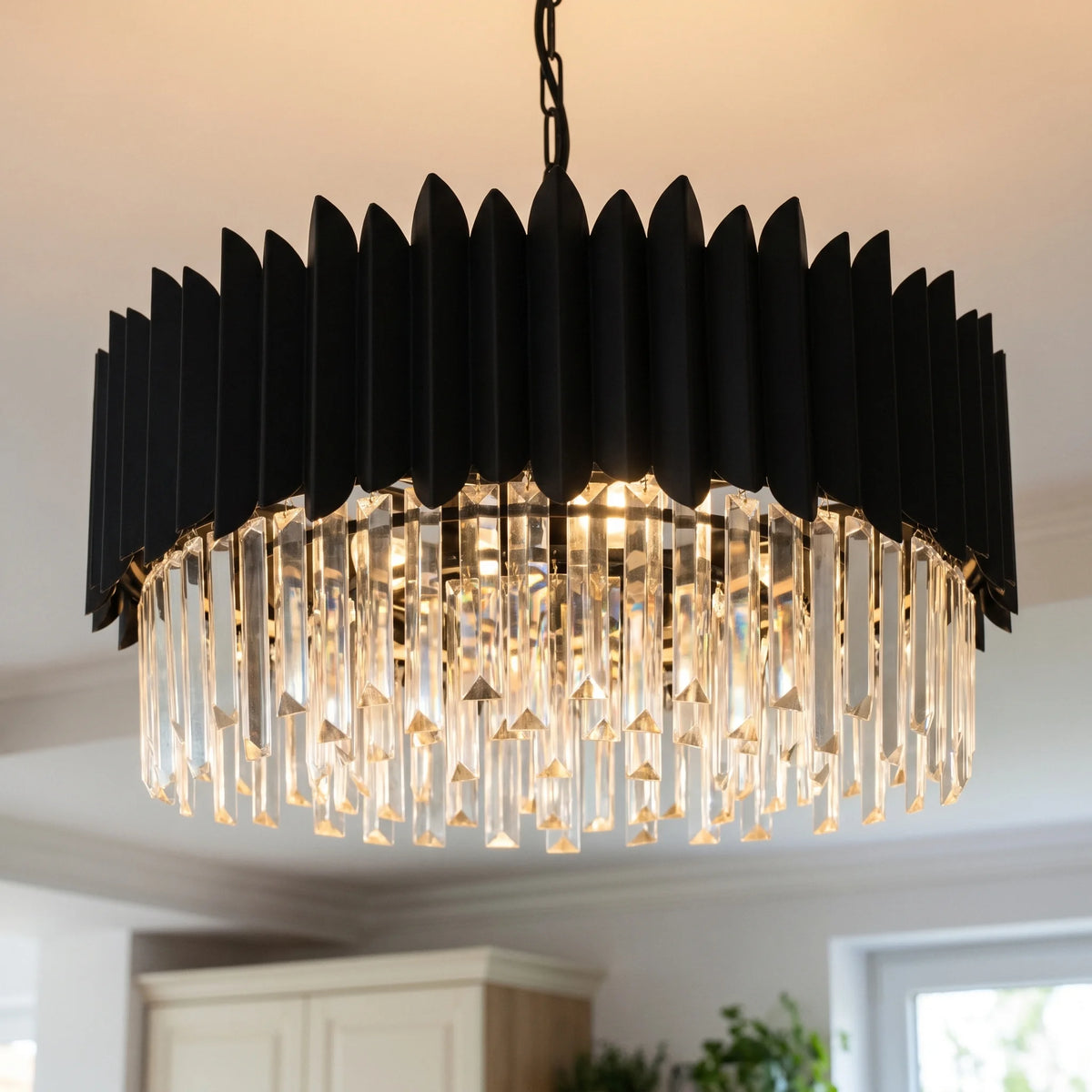 Suspension ronde en cristal K9 noir - Orlume