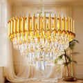 Lustre rond en cristal K9 doré - Orlume
