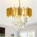 Lustre rond en cristal K9 doré 4 niveaux - Orlume