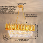 Lustre rectangulaire en cristal K9 doré - Orlume