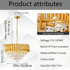 Lustre rond en cristal K9 doré - Orlume