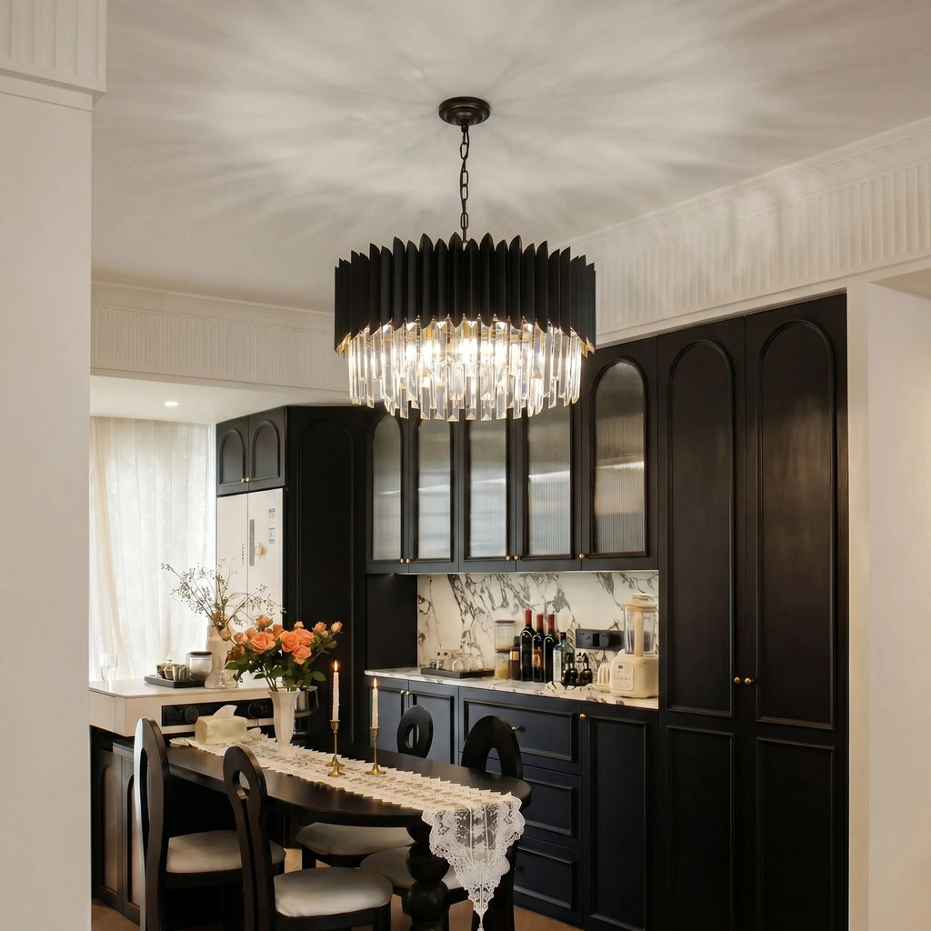 Suspension ronde en cristal K9 noir - Orlume
