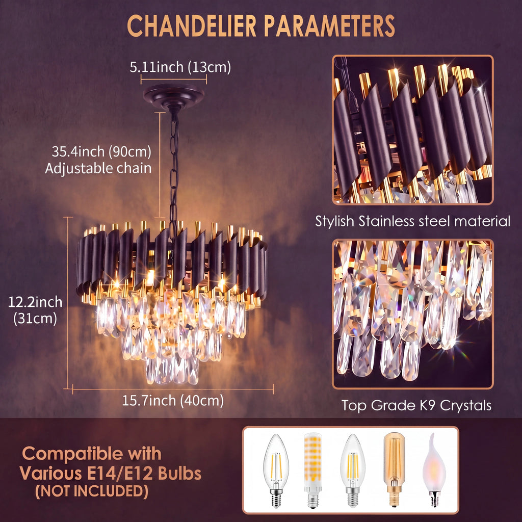 Suspension en cristal K9 noir et or - Orlume